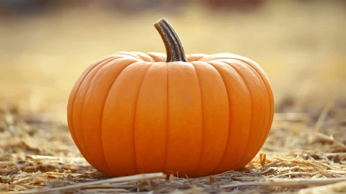 Harvest Pumpkin on Straw