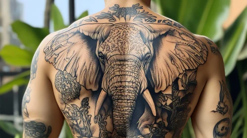 Detailed Elephant Back Tattoo Art