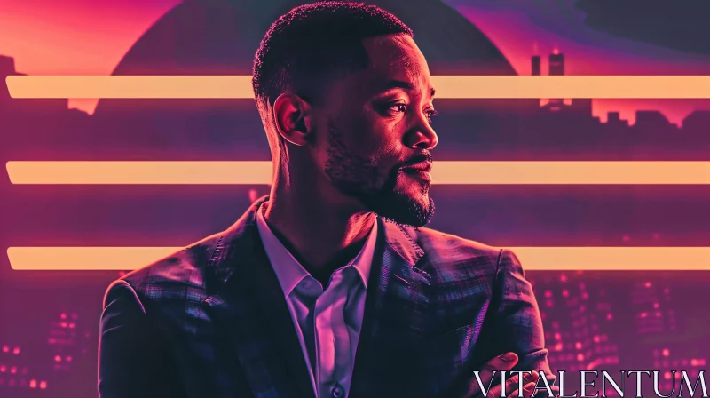 AI ART Will Smith with Neon City Background