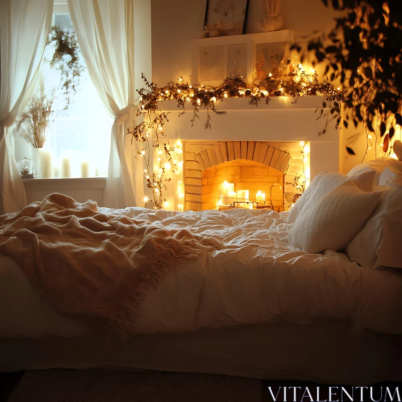 Warm and Serene Bedroom Interior AI Image