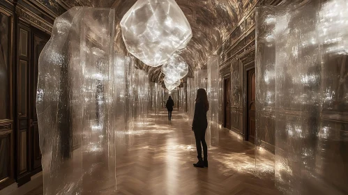 Hallway with translucent art