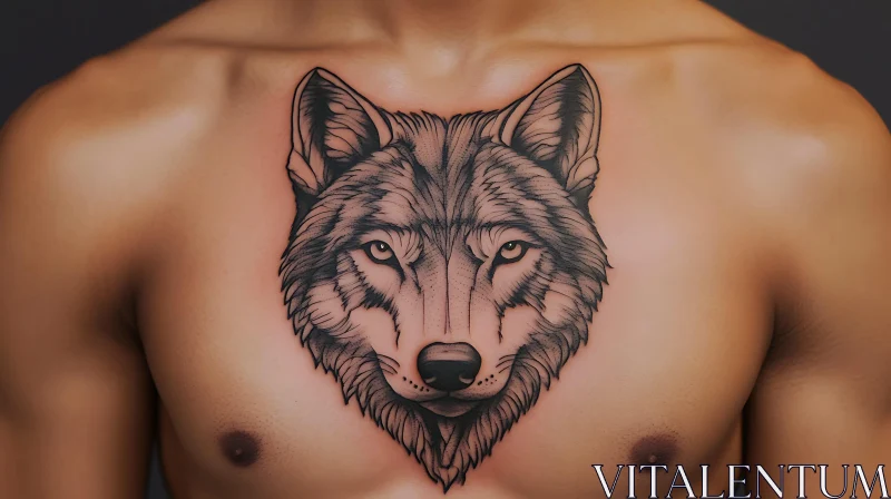 Majestic Wolf Chest Tattoo Design AI Image