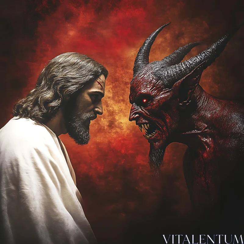 The Confrontation: Jesus Versus The Devil AI Image