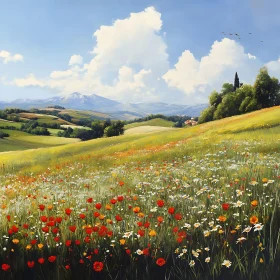 Summer Meadow with Red Poppies