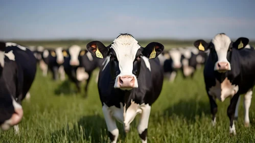 Black and White Cows in Pasture
