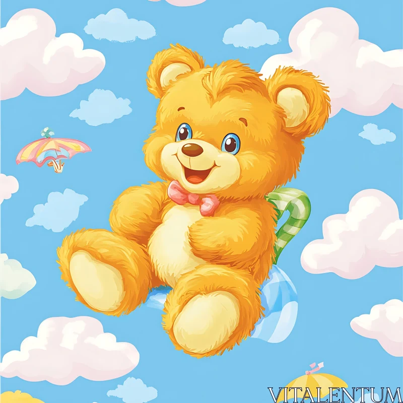 AI ART Teddy Bear's Cloud Adventure