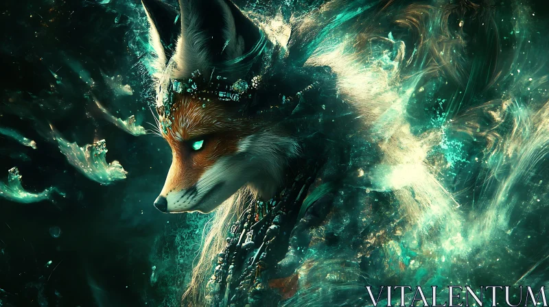 Mystical Fox with Jewel Adornments AI Image