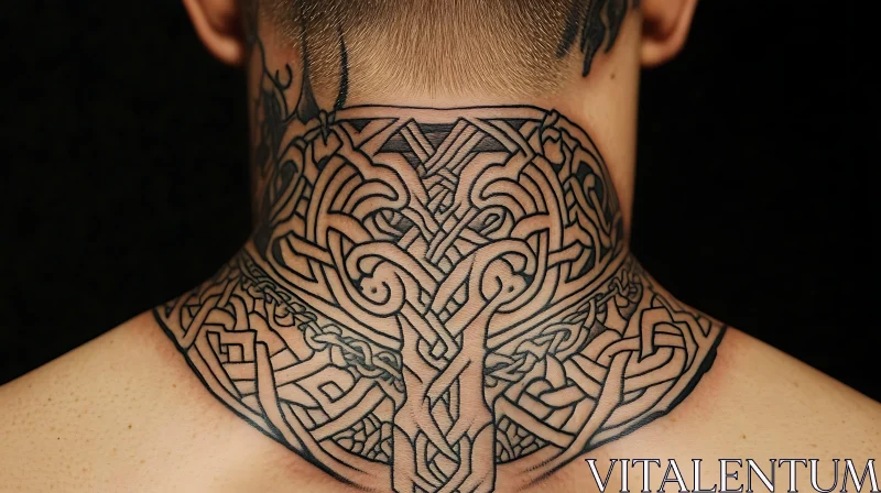 Detailed Celtic Tattoo on Neck AI Image