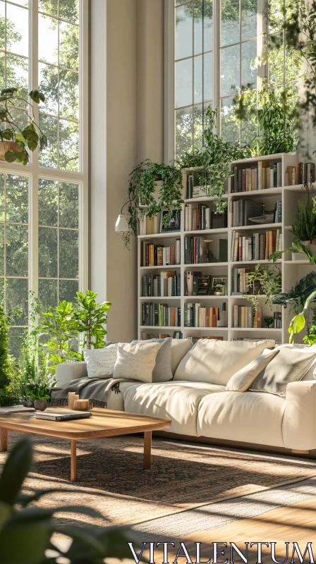 Indoor Oasis: A Tranquil Living Space AI Image