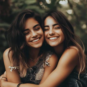 Two Women Embracing in Natural Light