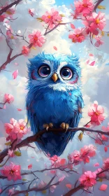 Whimsical Owl Amid Blossoms