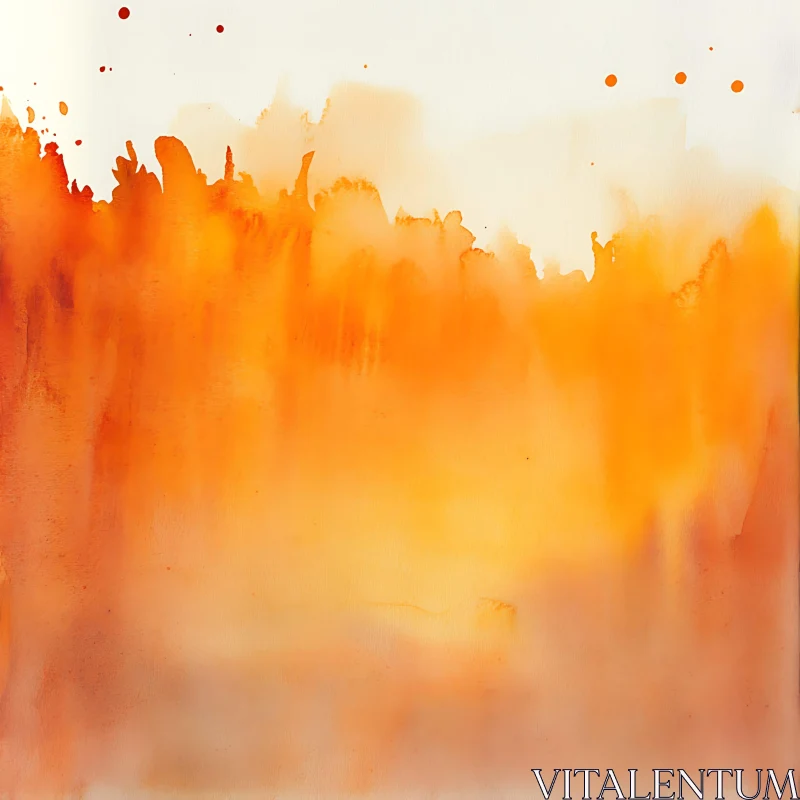 Orange Hues Watercolor Art AI Image