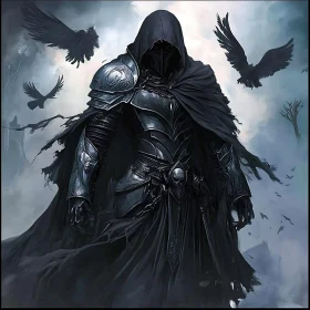 Cloaked Gothic Warrior with Raven Companions