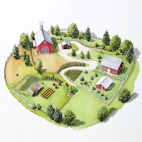Aerial View of a Peaceful Farm