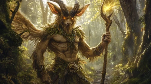 Horned Forest Guardian in the Woods