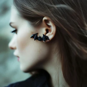 Woman with Bat Shaped Earring