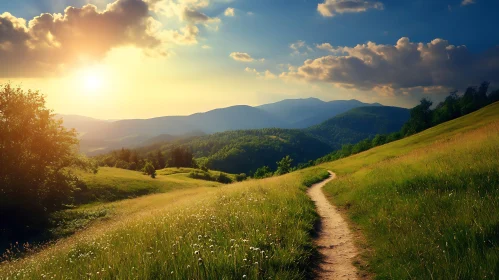 Green Hills Landscape with Path