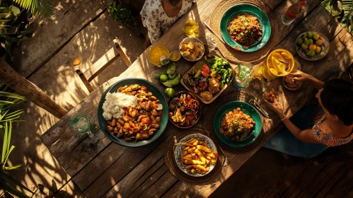 Rustic Outdoor Feast of Colorful Vegetables and Fruits