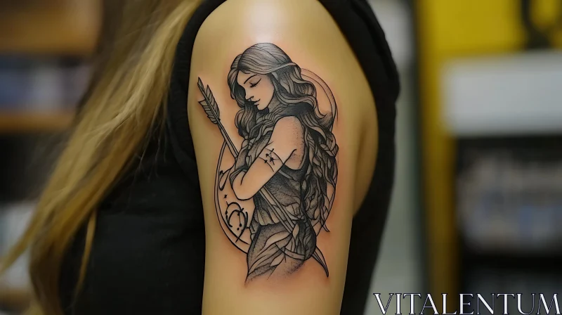 Black and Grey Archer Tattoo AI Image