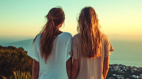 Sunset Reflections: A Moment Shared by Two Friends