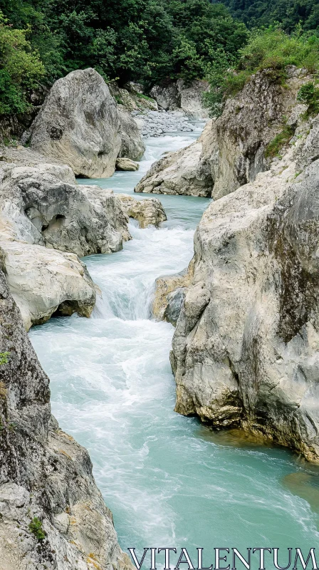 Peaceful River in Stone Canyon AI Image