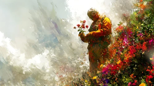 Man with Flowers Painting