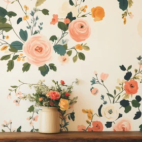 Roses and Floral Wallpaper Composition