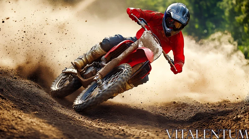 Red Dirt Bike Racing AI Image