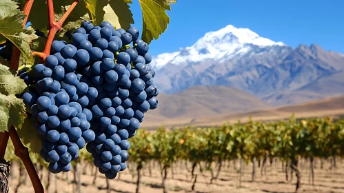 Vineyard Vista: Grapes and Mountains