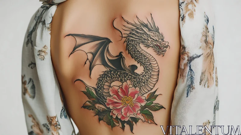 Mythical Dragon Tattoo Art on Shoulder AI Image