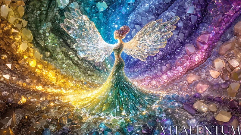 AI ART Rainbow Crystal Angel