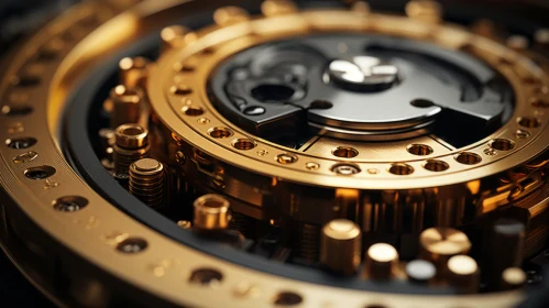 Intricate Golden Watch Mechanism - Luxurious & Immersive