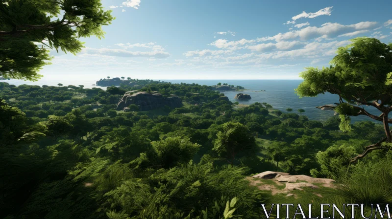 Lush Green Forest Mountain: A Mystical and Coastal Journey AI Image