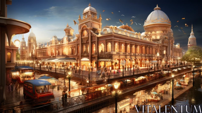 Luxurious Train Station in Detailed Rendering AI Image