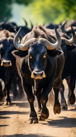 Powerful Image of Running Cattle in Dark Symbolism