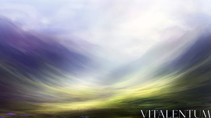 AI ART Serene Misty Valley Landscape