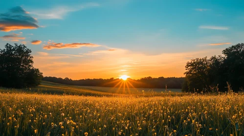 Evening Glow on a Meadow