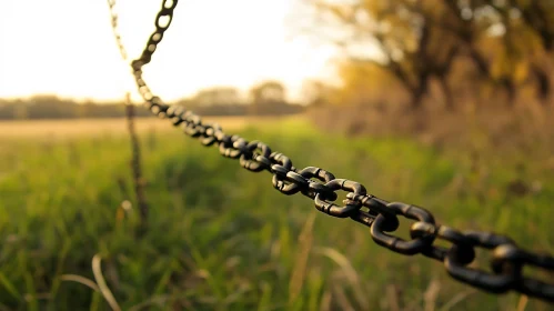 Metal Chain in a Green Field