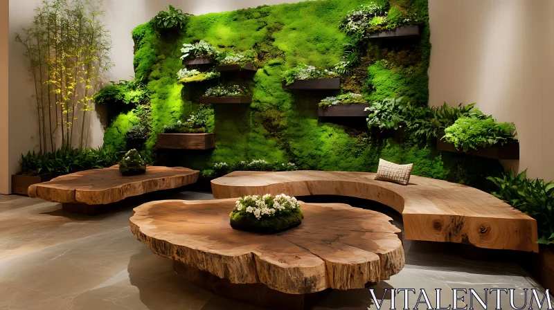 Living Green Wall Interior Design AI Image