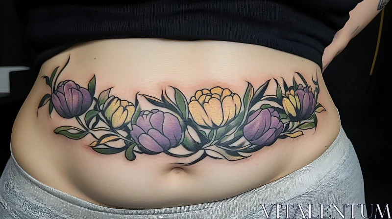 Floral Tattoo Design on Lower Back AI Image