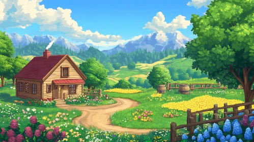 Charming Cabin in a Floral Meadow