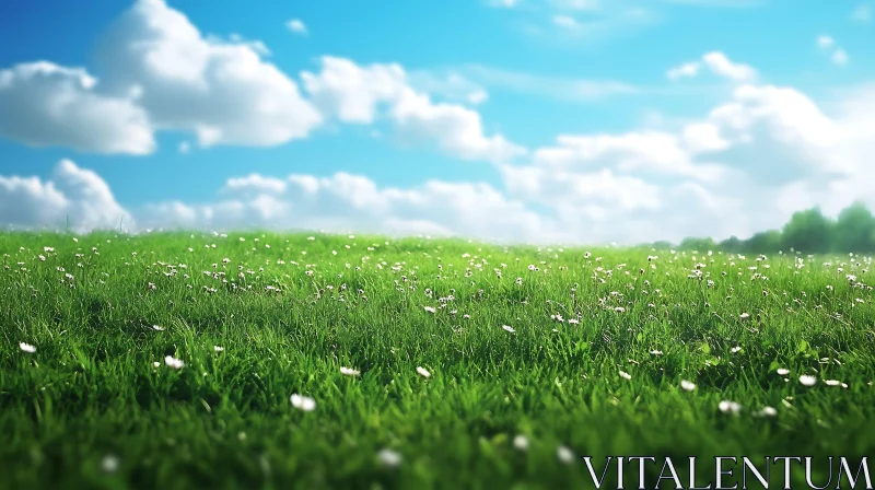 Lush Green Field with Daisies AI Image