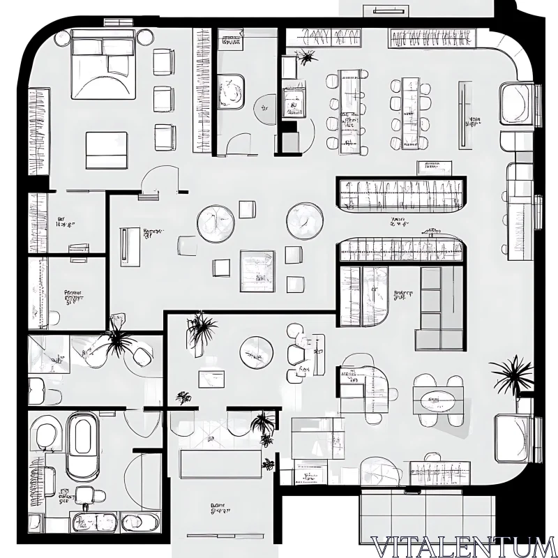 AI ART Architectural Blueprint of a Contemporary Home