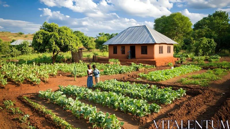 Farmland Scene with Children AI Image