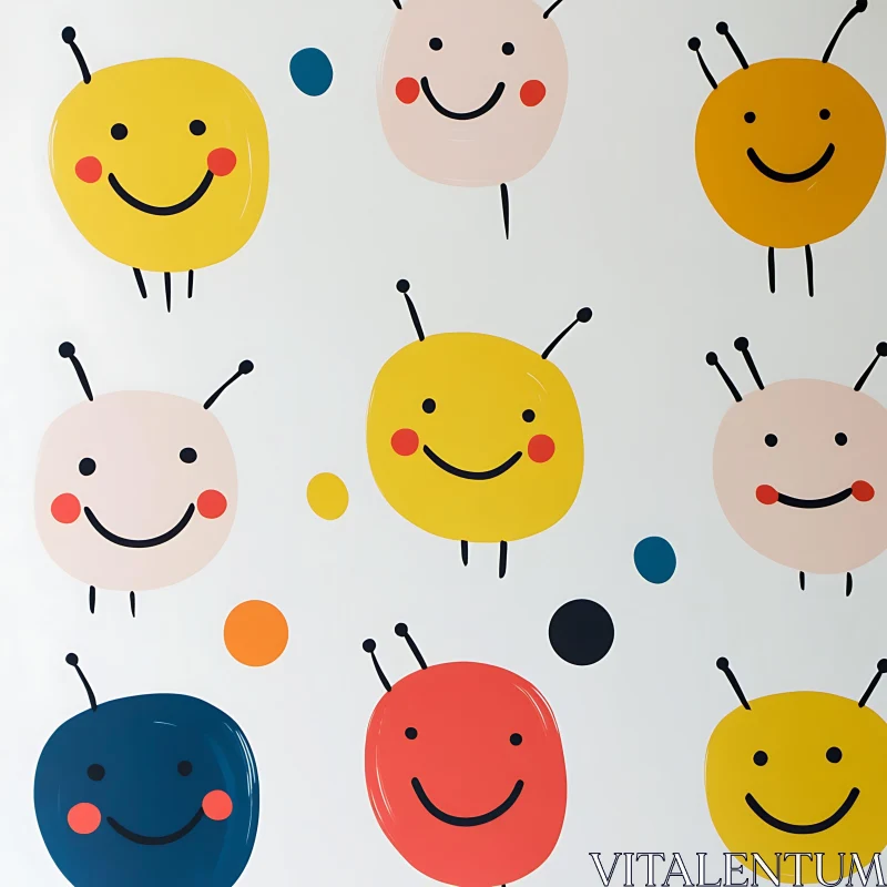 AI ART Smiling Faces Background