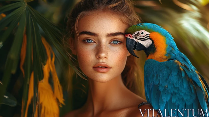 AI ART Portrait of a Woman with Parrot