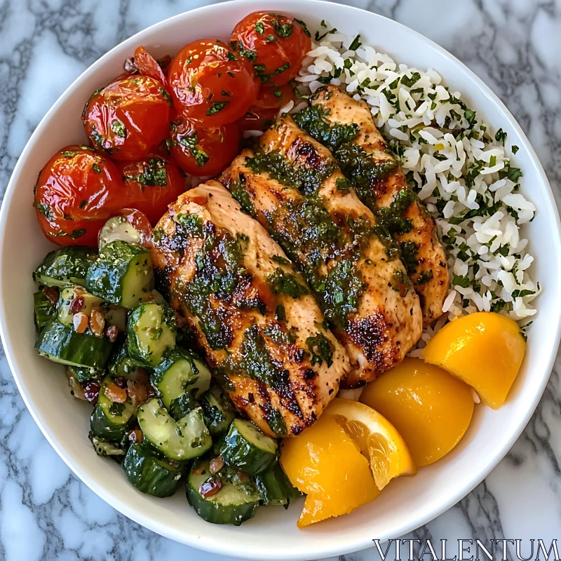 Healthy Grilled Chicken and Rice Bowl AI Image