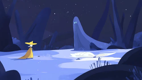 Starry Night Cartoon Scene