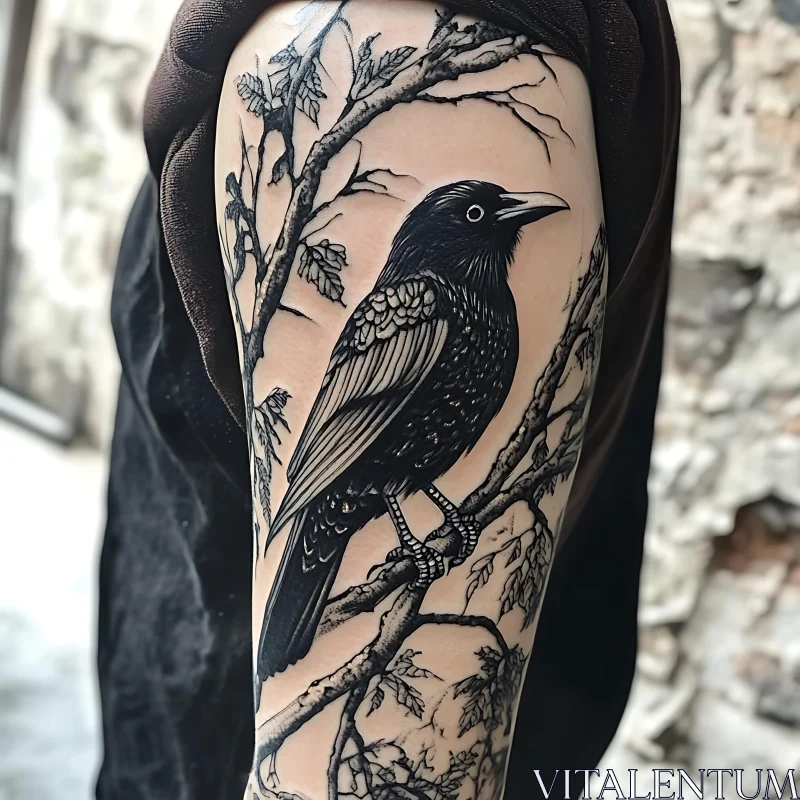 Intricate Bird Tattoo on Arm AI Image