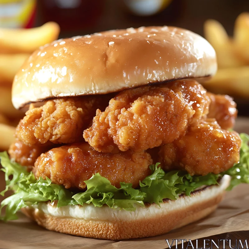 Golden-Brown Fried Chicken Sandwich AI Image